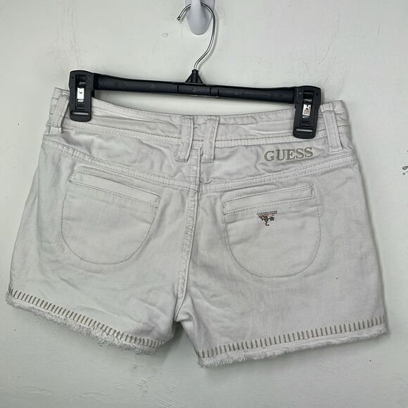 Guess Y2K White Jean Shorts Raw Hem size 14 (Junior size) - Picture 2 of 12